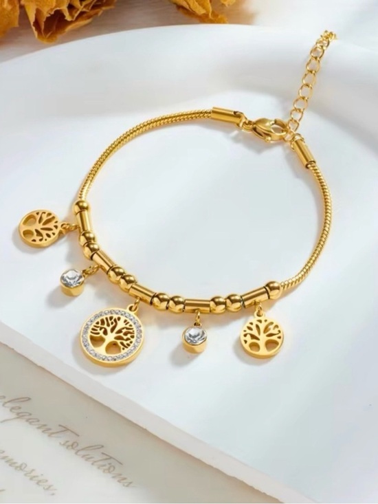 Anthropologie Jewelry - Gold tone Stainless Steel Tree of Life Charm Bracelet